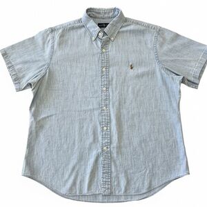 Ralph Lauren Light Blue Short-Sleeve Chambray Button-Down Shirt Size XL